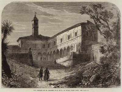 Het klooster van St. Onofrio, nabij Rome, waar Tasso stierf door Edmund Morison Wimperis